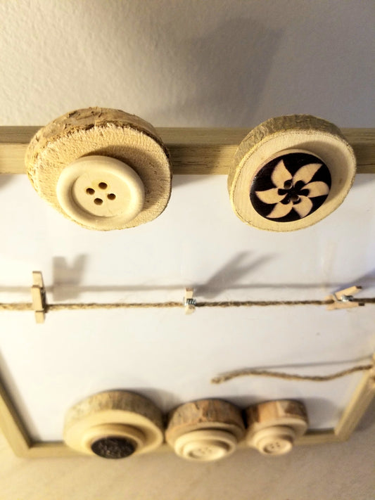 Cadre Photo, Décoration Boutons en Bois