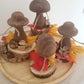 Plateau Bois, Decoration Champignons, Feuilles Orangées