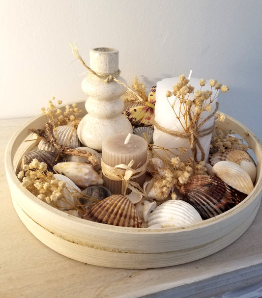 Coquillage, Plateau Bois Décoré de Coquillages