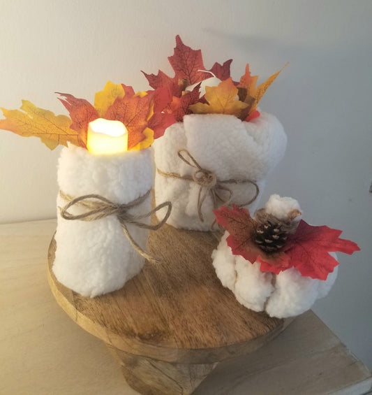 Plateau Cocooning, vase, Bougeoir , Citrouille