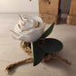 Trois Bougeoirs Bois Nature , Rose sur Corde