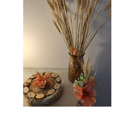 Coupe , Rondin de Bois,  Fleurs, Corde