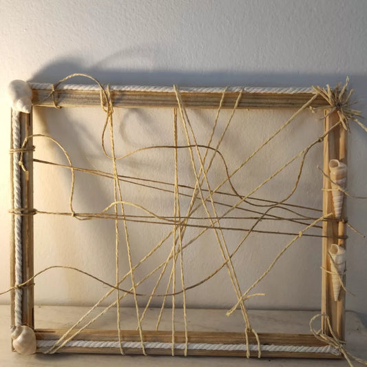 Cadre en Bois ,Corde ,  Cordelette, Coquillages